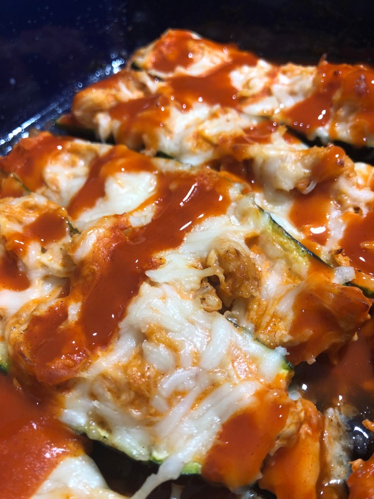 Buffalo Chicken Zucchini Boats